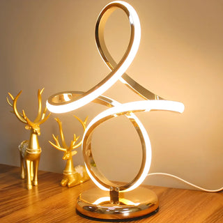 Minimalism White Spiral Metal LED Decor Table Lamp Zawala Image - 3