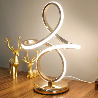 Minimalism White Spiral Metal LED Decor Table Lamp Zawala Image - 4