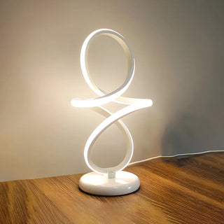 Minimalism White Spiral Metal LED Decor Table Lamp Zawala Image - 5