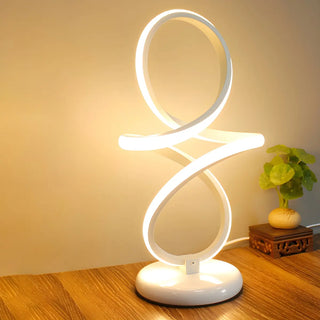 Minimalism White Spiral Metal LED Decor Table Lamp Zawala Image - 6