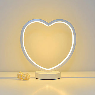 White Minimalism Circular LED Metal Frame Table Lamp Zawala Image - 10