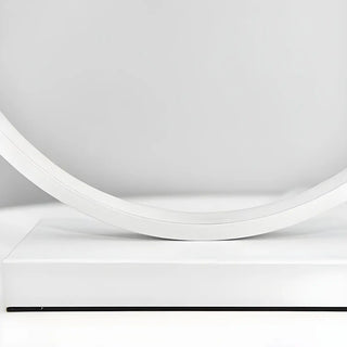 White Minimalism Circular LED Metal Frame Table Lamp Zawala Image - 14