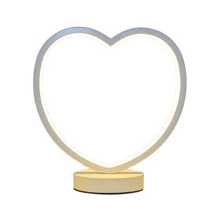 White Minimalism Circular LED Metal Frame Table Lamp Zawala Image - 15