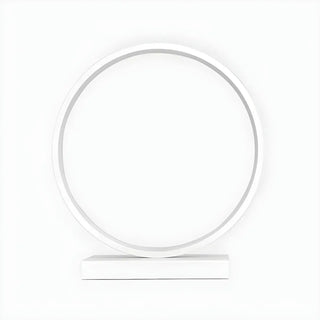 White Minimalism Circular LED Metal Frame Table Lamp Zawala Image - 16