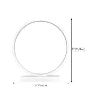 White Minimalism Circular LED Metal Frame Table Lamp Zawala #size