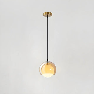 ZOWALA - Minimalist Amber Glass White Globe Living Room Pendant Light Image - 5