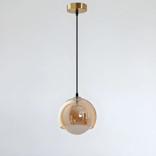 ZOWALA - Minimalist Amber Glass White Globe Living Room Pendant Light Image - 6