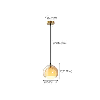 ZOWALA - Minimalist Amber Glass White Globe Living Room Pendant Light #size