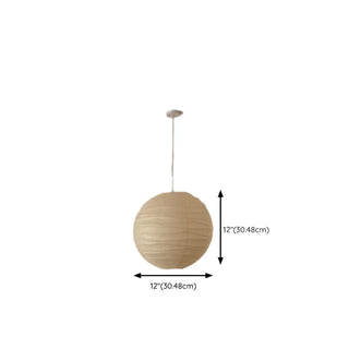 ZOWALA - Minimalist Beige Paper Globe Pendant Light #size