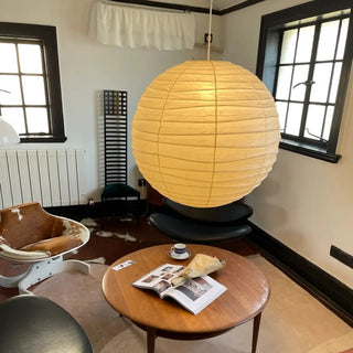 ZOWALA - Minimalist Beige Paper Globe Pendant Light Image - 2