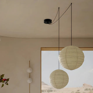 ZOWALA - Minimalist Beige Paper Globe Pendant Light Image - 3