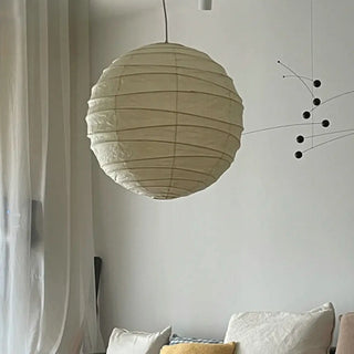 ZOWALA - Minimalist Beige Paper Globe Pendant Light Image - 4
