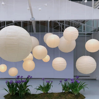 ZOWALA - Minimalist Beige Paper Globe Pendant Light Image - 6