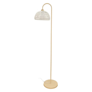 Minimalist Rattan Dome Shade Beige LED Floor Lamp Zawala Image - 9