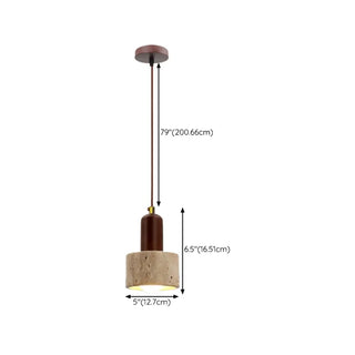 ZOWALA - Minimalist Stone Cylinder DIsc Pendant Light Flexible Length Image - 21