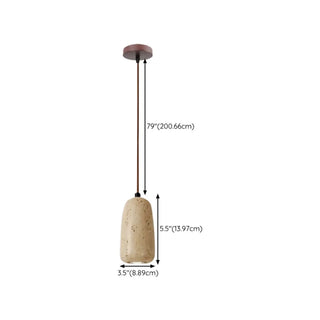 ZOWALA - Minimalist Stone Cylinder DIsc Pendant Light Flexible Length Image - 23