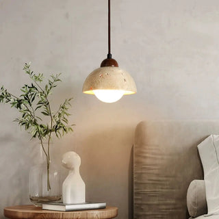 ZOWALA - Minimalist Stone Cylinder DIsc Pendant Light Flexible Length Image - 3