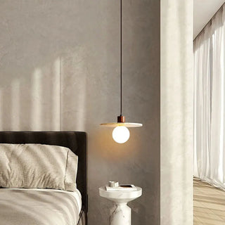 ZOWALA - Minimalist Stone Cylinder DIsc Pendant Light Flexible Length Image - 4