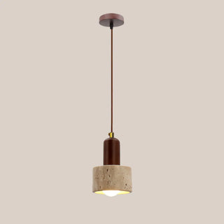 ZOWALA - Minimalist Stone Cylinder DIsc Pendant Light Flexible Length Image - 7