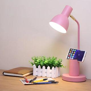 Minimalist Pink Bell Shade Metal Study Table Lamp Zawala Image - 2