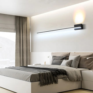 Minimalist Black Linear LED Up Down Vanity Light Zawala Image - 3