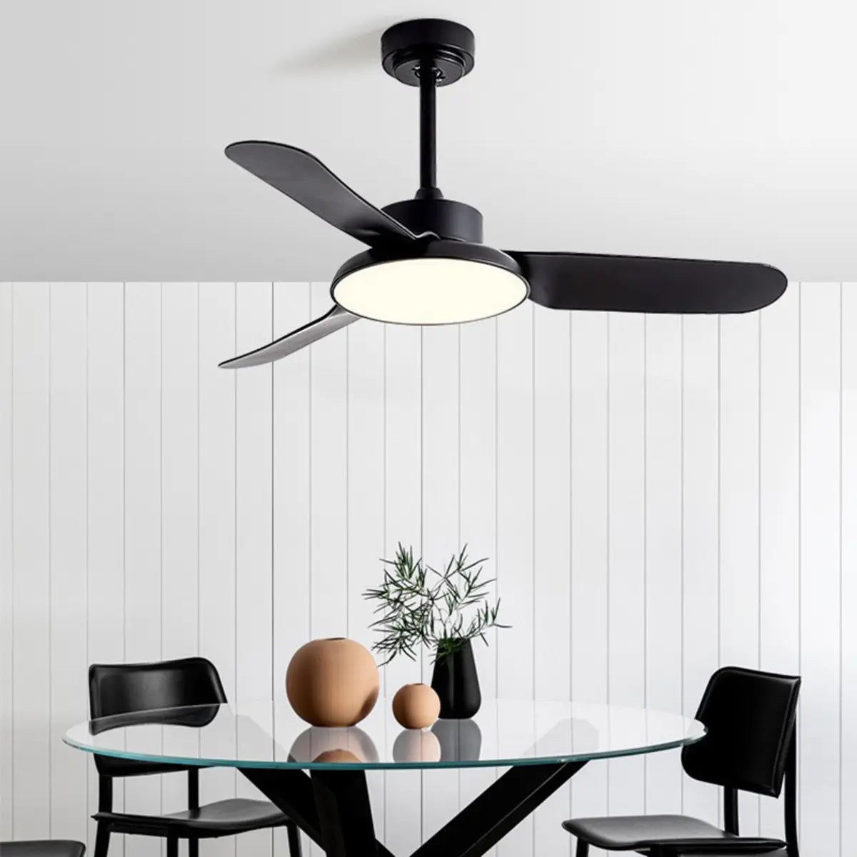Black 3-Blade Ceiling Fan with Light