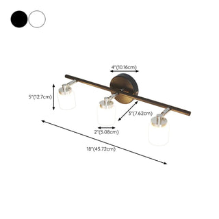 Minimalist Cylinder 3-Light Black Metal Vanity Light Zawala #size