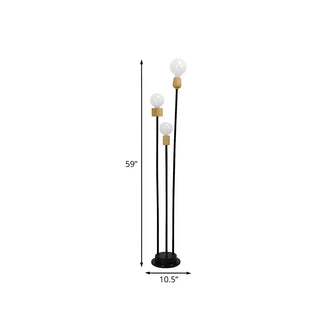 3-Light Minimalist Globe Metallic LED Floor Lamp Zawala #size