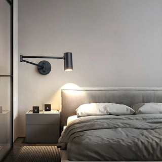 Minimalist Swing Arm Acrylic Bedroom LED Black Wall Sconce Image - 1