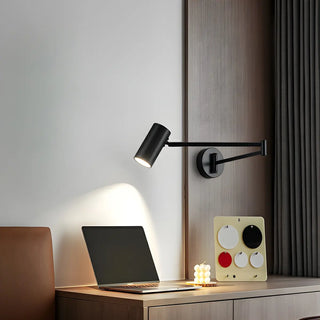 Minimalist Swing Arm Acrylic Bedroom LED Black Wall Sconce Image - 2