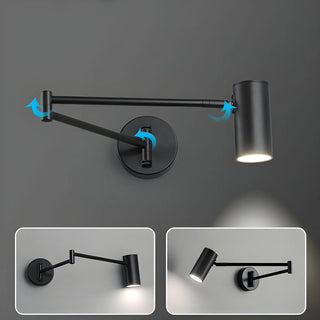 Minimalist Swing Arm Acrylic Bedroom LED Black Wall Sconce Image - 7