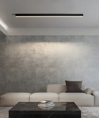 Minimalist Large Black Linear LED Flush Mount Light Zawala Image - 13