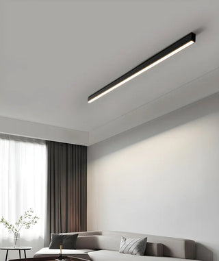 Minimalist Large Black Linear LED Flush Mount Light Zawala Image - 2
