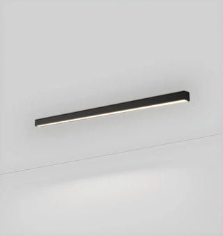 Minimalist Large Black Linear LED Flush Mount Light Zawala Image - 12