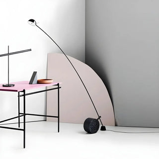 Black Minimalist Weighted Base Arched Floor Lamp Zawala Image - 3