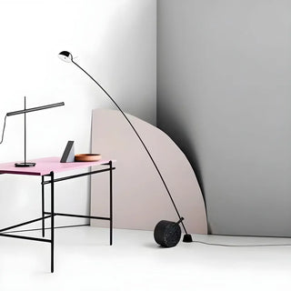 Black Minimalist Weighted Base Arched Floor Lamp Zawala Image - 5