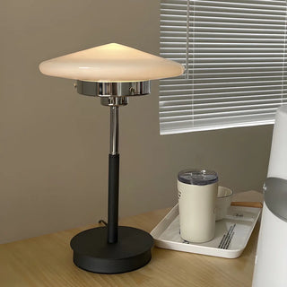 Minimalist White Conical Glass Shade Bedroom Table Lamp Zawala Image - 2