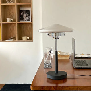 Minimalist White Conical Glass Shade Bedroom Table Lamp Zawala Image - 10