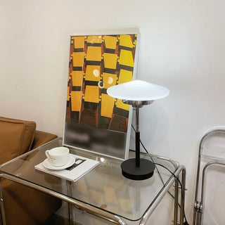 Minimalist White Conical Glass Shade Bedroom Table Lamp Zawala Image - 11