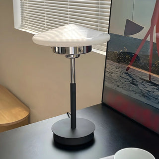 Minimalist White Conical Glass Shade Bedroom Table Lamp Zawala Image - 4