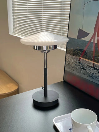 Minimalist White Conical Glass Shade Bedroom Table Lamp Zawala Image - 12