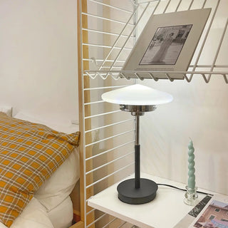 Minimalist White Conical Glass Shade Bedroom Table Lamp Zawala Image - 9