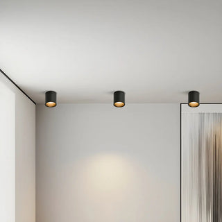 Living Room Simplicity Black Cylinder Flush Mount Light Zawala Image - 4