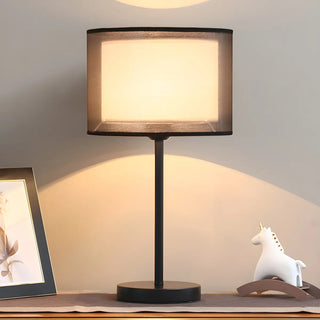 Minimalist Drum Shade Fabric Table Lamp for Living Room Zawala Image - 1