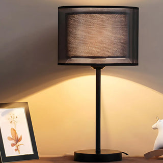 Minimalist Drum Shade Fabric Table Lamp for Living Room Zawala Image - 2