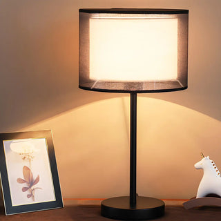 Minimalist Drum Shade Fabric Table Lamp for Living Room Zawala Image - 3