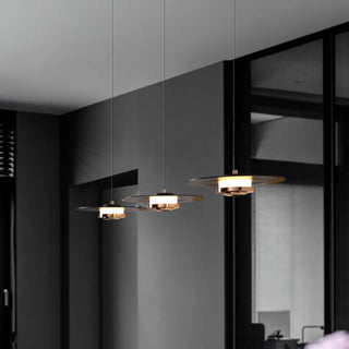 Minimalist Black Flat Disc Metal Bedroom Pendant Light Zawala Image - 10
