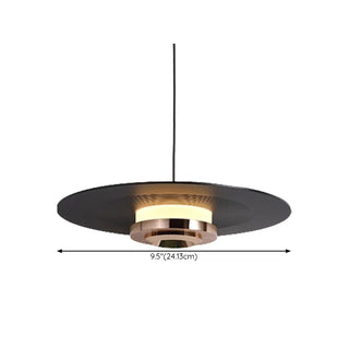 Minimalist Black Flat Disc Metal Bedroom Pendant Light Zawala Image - 12