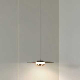 Minimalist Black Flat Disc Metal Bedroom Pendant Light Zawala Image - 3