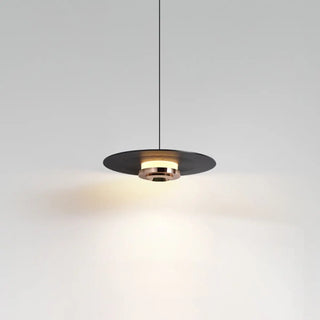 Minimalist Black Flat Disc Metal Bedroom Pendant Light Zawala Image - 4